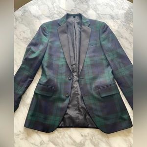 J. Crew Blue, Green & black check plaid blazer, size 34S